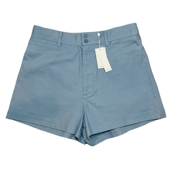 NEW Rebecca Taylor Shorts High Waist Chino Twill Blue Cotton Short Size 10 - Picture 3 of 16